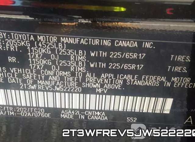2T3WFREV5JW522220 фото 10