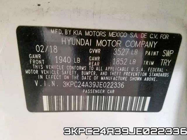 3KPC24A39JE022336 фото 2