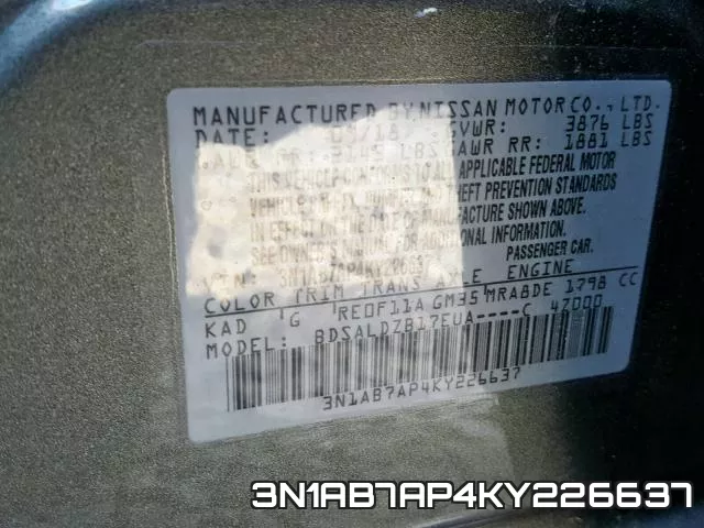 3N1AB7AP4KY226637 фото 2
