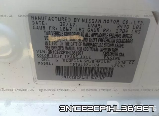 3N1CE2CP1HL361967 фото 10