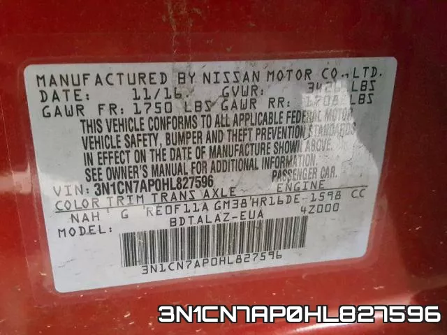 3N1CN7AP0HL827596 фото 2