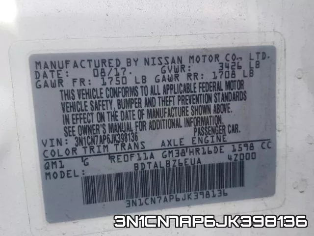 3N1CN7AP6JK398136 фото 2