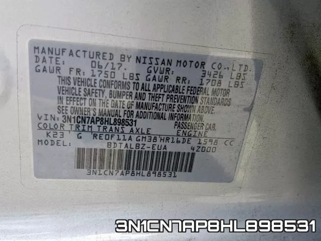 3N1CN7AP8HL898531 фото 2