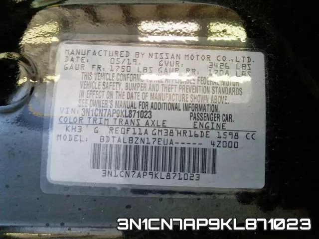 3N1CN7AP9KL871023 фото 2