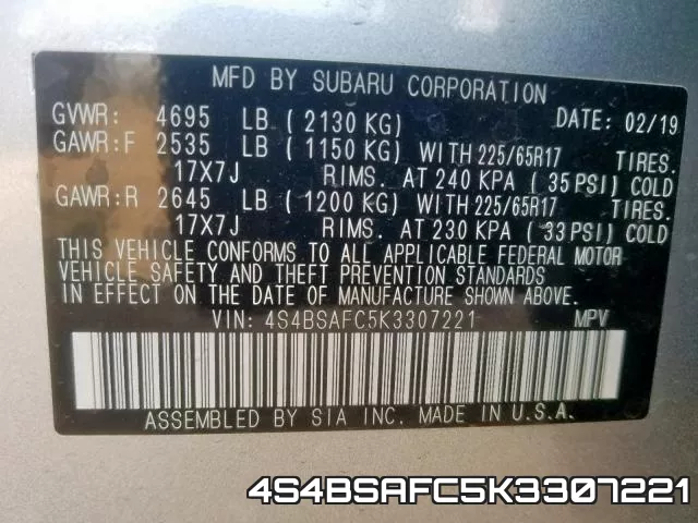 4S4BSAFC5K3307221 фото 2