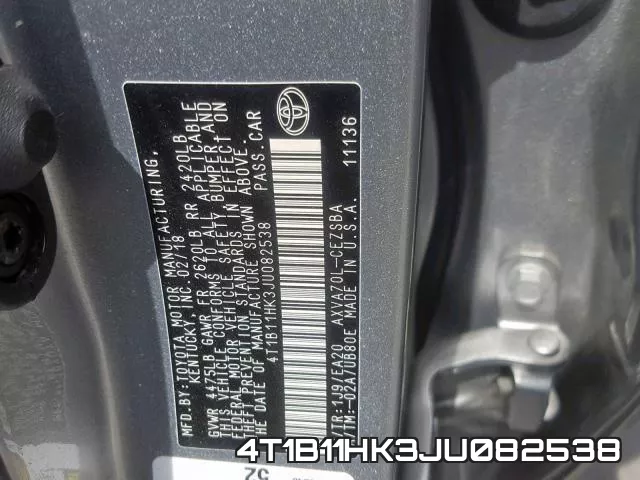 4T1B11HK3JU082538 фото 2