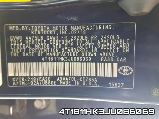 4T1B11HK3JU086069 фото 2