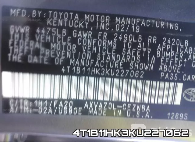 4T1B11HK3KU227062 фото 10