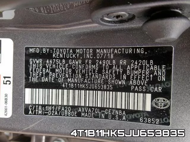 4T1B11HK5JU653835 фото 2