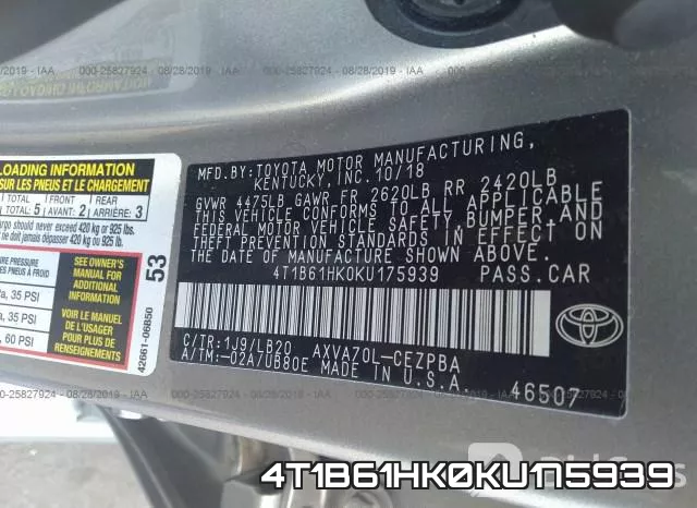 4T1B61HK0KU175939 фото 10