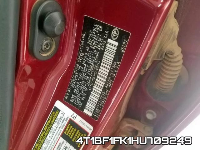 4T1BF1FK1HU709249 фото 2