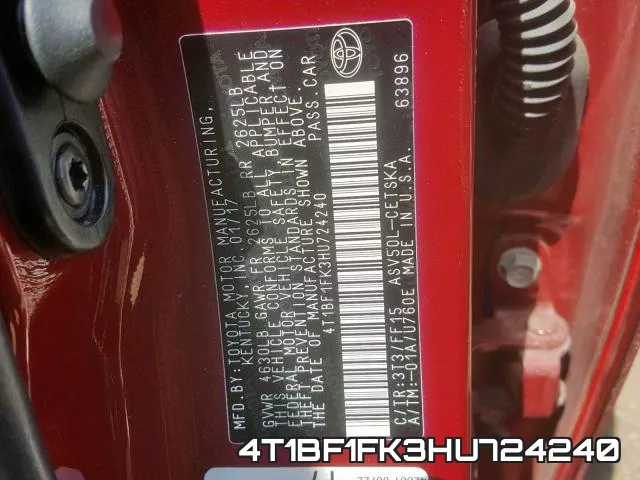4T1BF1FK3HU724240 фото 2