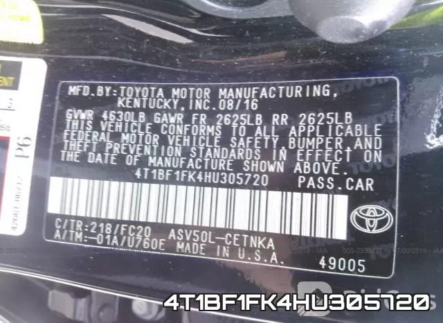 4T1BF1FK4HU305720 фото 10