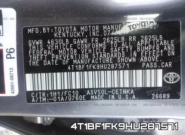 4T1BF1FK9HU287571 фото 10