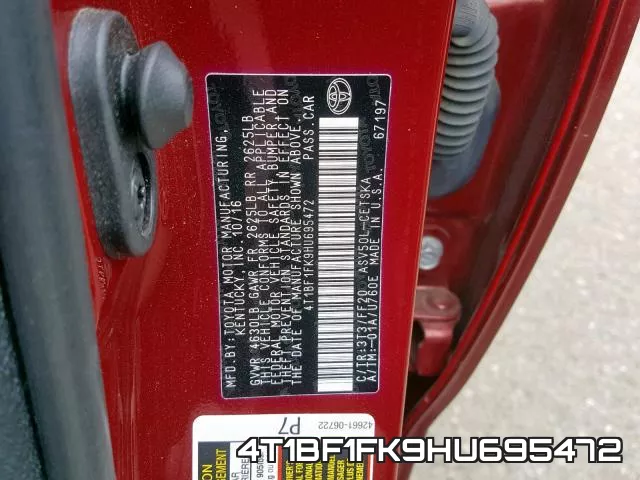 4T1BF1FK9HU695472 фото 2