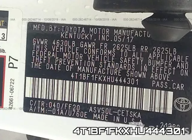 4T1BF1FKXHU444301 фото 10