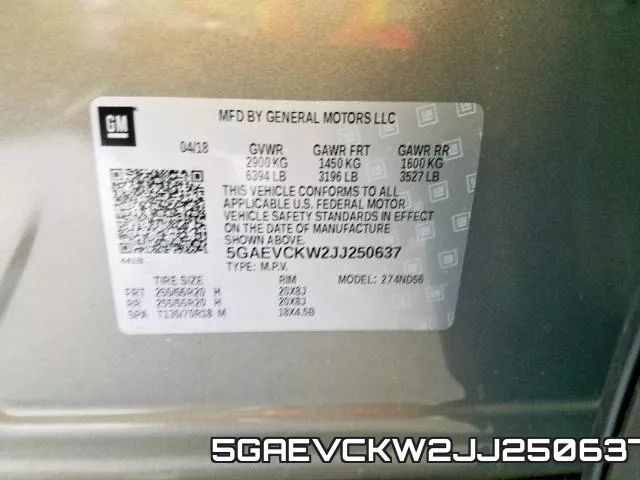 5GAEVCKW2JJ250637 фото 2