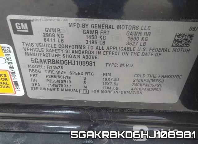 5GAKRBKD6HJ108981 фото 10
