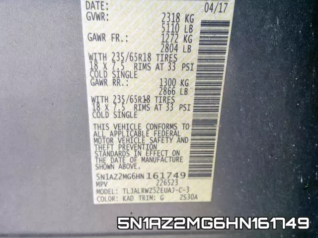 5N1AZ2MG6HN161749 фото 2