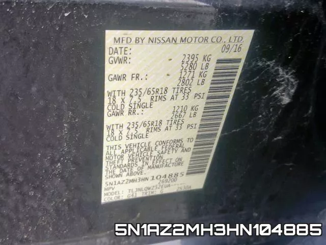 5N1AZ2MH3HN104885 фото 2