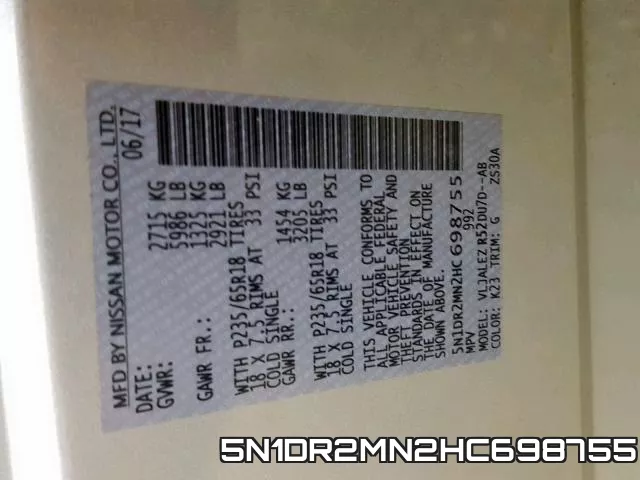5N1DR2MN2HC698755 фото 2