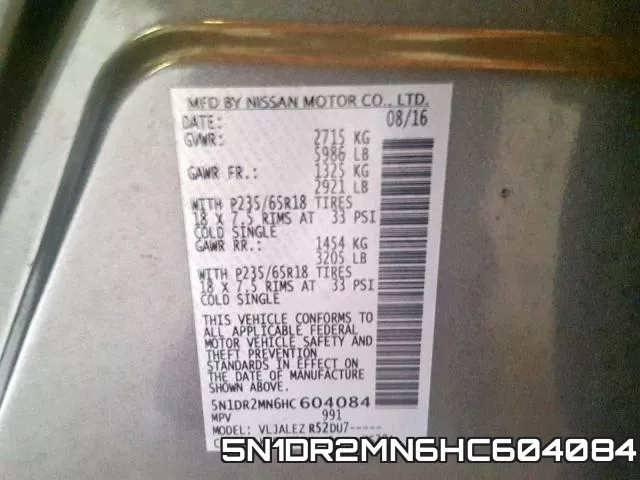 5N1DR2MN6HC604084 фото 2