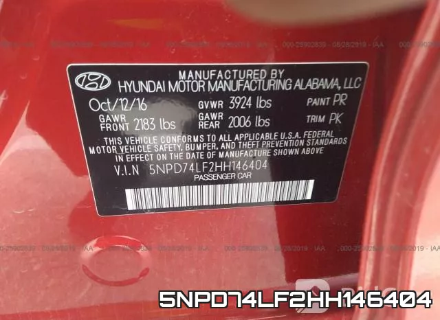 5NPD74LF2HH146404 фото 10
