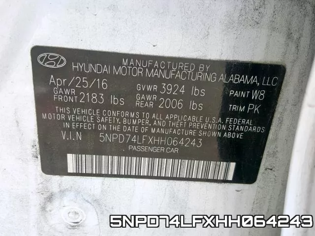 5NPD74LFXHH064243 фото 2
