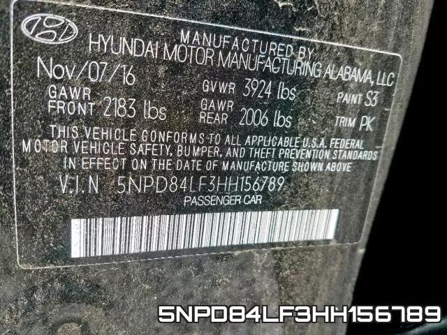 5NPD84LF3HH156789 фото 2