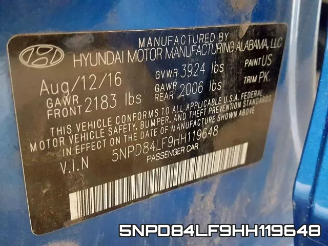 5NPD84LF9HH119648 фото 2