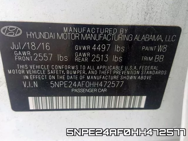 5NPE24AF0HH472577 фото 2
