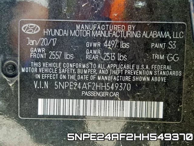 5NPE24AF2HH549370 фото 2