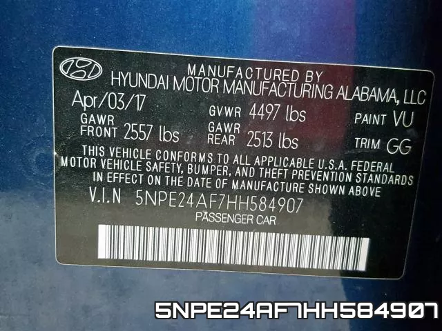 5NPE24AF7HH584907 фото 2