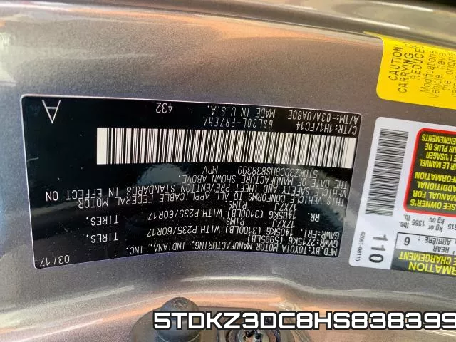 5TDKZ3DC8HS838399 фото 2