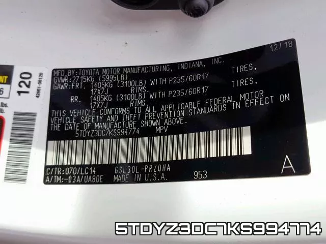 5TDYZ3DC7KS994774 фото 2