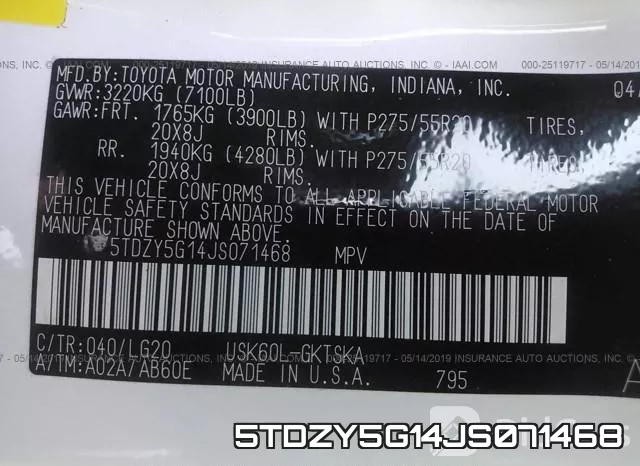 5TDZY5G14JS071468 фото 10