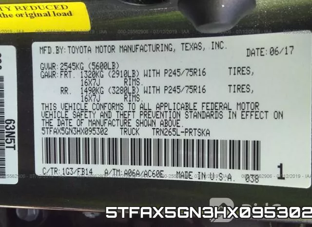 5TFAX5GN3HX095302 фото 10