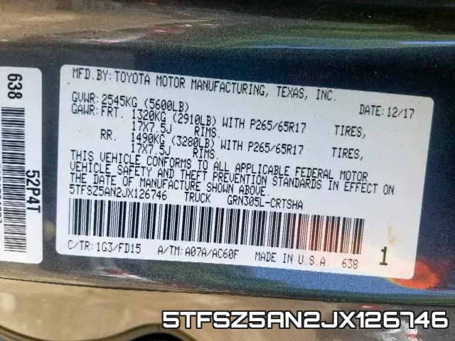 5TFSZ5AN2JX126746 фото 2