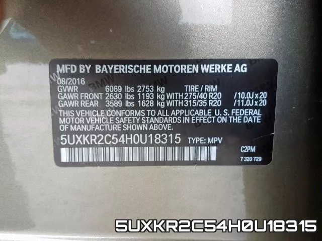 5UXKR2C54H0U18315 фото 2