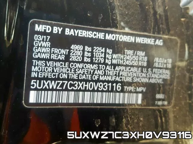 5UXWZ7C3XH0V93116 фото 2