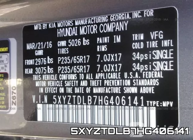 5XYZTDLB7HG406141 фото 10