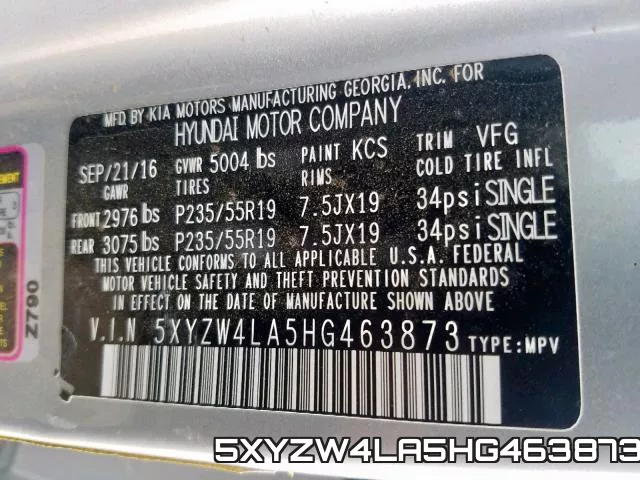 5XYZW4LA5HG463873 фото 2