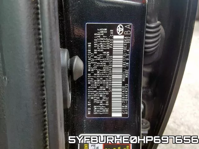 5YFBURHE0HP697656 фото 2