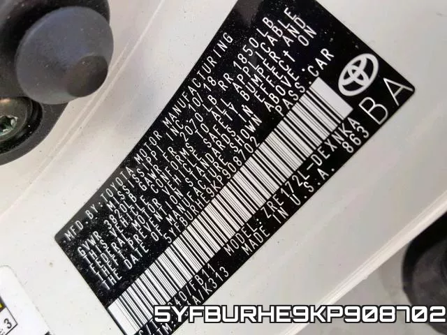 5YFBURHE9KP908702 фото 2