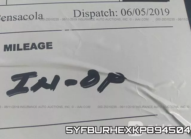 5YFBURHEXKP894504 фото 8
