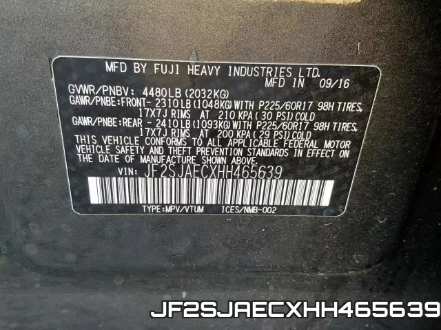 JF2SJAECXHH465639 фото 2