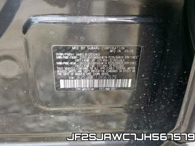 JF2SJAWC7JH567579 фото 2