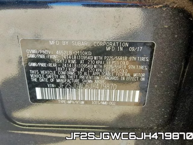 JF2SJGWC6JH479870 фото 2