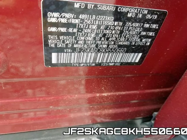 JF2SKAGC8KH550660 фото 2