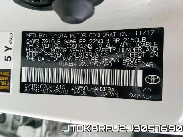 JTDKBRFU2J3057690 фото 2